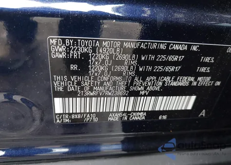 2024 Toyota Rav4 Hybrid Xle from USA, damaged, VIN 2T3RWRFV7RW238692